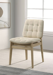 Redbridge Upholstered Side Chair Cream and Natural Oak (Set of 2)