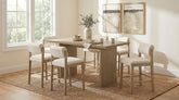 Best Furniture Outlet - Coaster - Decker 7-piece 70-inch Rectangular Counter Height Dining Set Cream and Natural Oak - 193958NAT-S7B