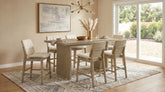 Best Furniture Outlet - Coaster - Decker 7-piece 70-inch Rectangular Counter Height Dining Set Cream and Natural Oak - 193958NAT-S7D