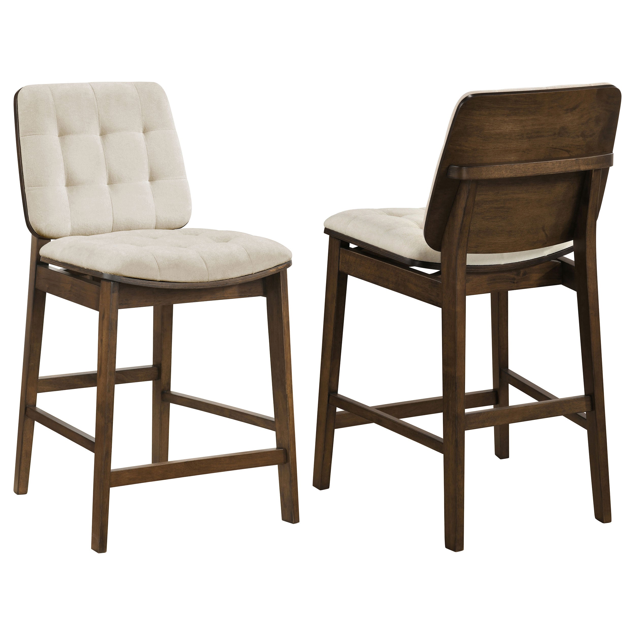 Best Furniture Outlet - Coaster - Redbridge Upholstered Counter Chair Cream and Walnut (Set of 2) - 193959WAL