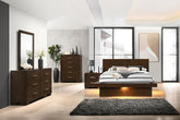 Best Furniture Outlet - Coaster - Jessica 5-piece Eastern King LED Bedroom Set Cappuccino - 200711KE-S5