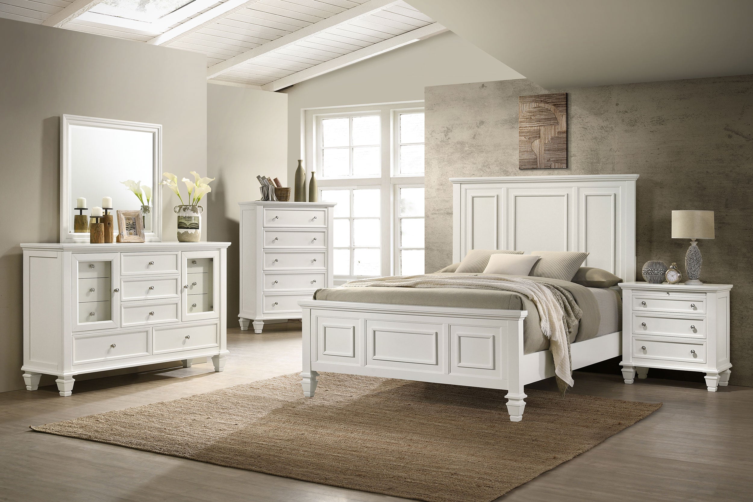 Best Furniture Outlet - Coaster - Sandy Beach 5-piece California King Bedroom Set Cream White - 201301KWN-S5