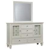 Best Furniture Outlet - Coaster - Sandy Beach 11-drawer Dresser with Mirror Cream White - 201303M