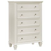 Best Furniture Outlet - Coaster - Sandy Beach 5-drawer Bedroom Chest Cream White - 201305