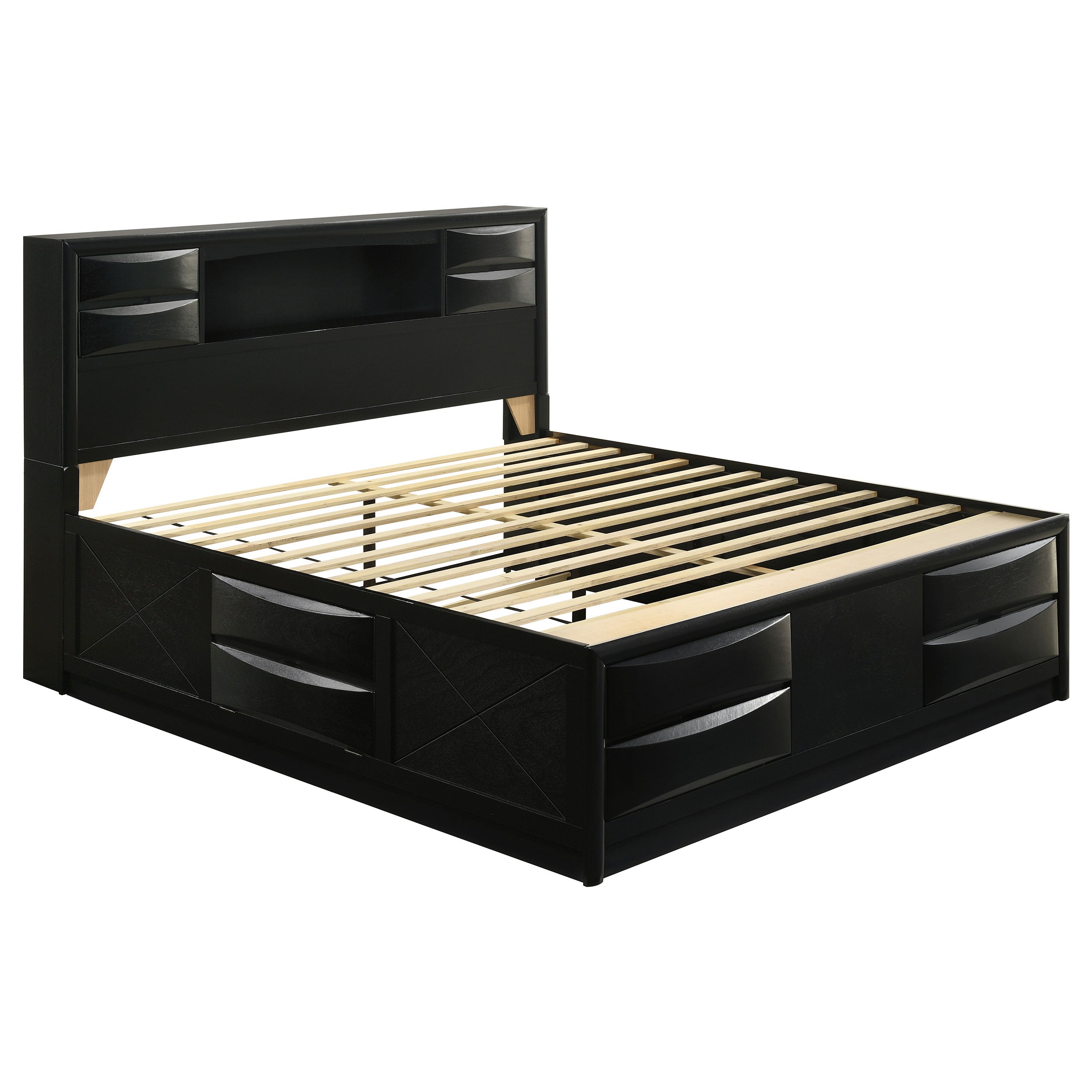 Best Furniture Outlet - Coaster - Briana Wood Eastern King Storage Bookcase Bed Black - 202701KE