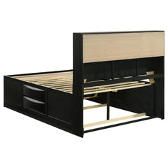 Briana Wood Queen Storage Bookcase Bed Black