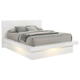 Best Furniture Outlet - Coaster - Jessica Wood Queen LED Panel Bed Snow White - 202990Q
