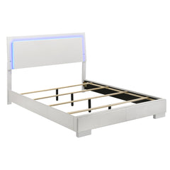 Best Furniture Outlet - Coaster - Felicity Wood Queen LED Panel Bed White High Gloss - 203500Q