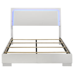 Felicity Wood Queen LED Panel Bed White High Gloss