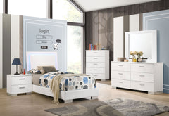 Best Furniture Outlet - Coaster - Felicity 4-piece Twin Bedroom Set White High Gloss - 203500T-S4