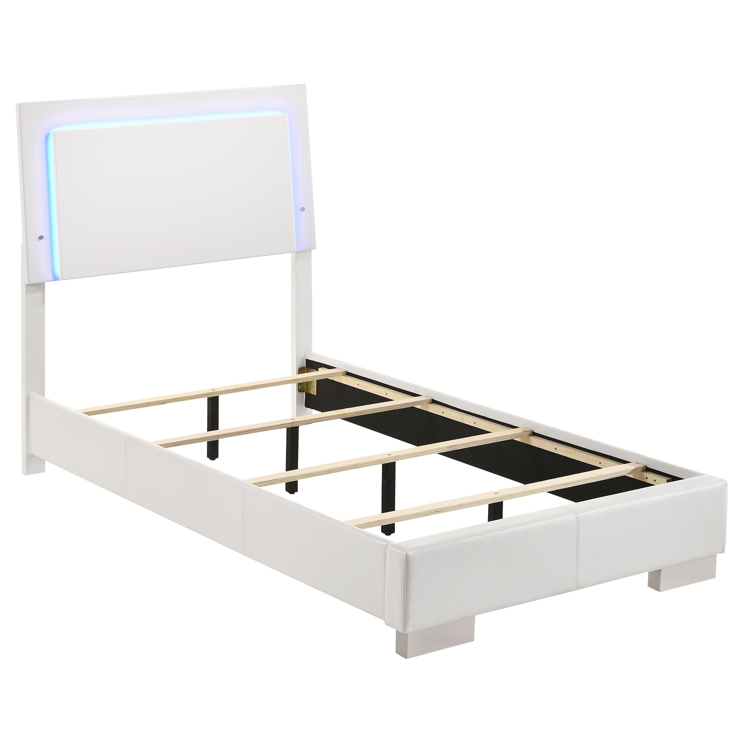 Best Furniture Outlet - Coaster - Felicity Wood Twin LED Panel Bed White High Gloss - 203500T
