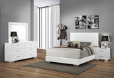 Best Furniture Outlet - Coaster - Felicity 4-piece Eastern King Bedroom Set White High Gloss - 203501KE-S4L