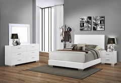 Best Furniture Outlet - Coaster - Felicity 4-piece Eastern King Bedroom Set White High Gloss - 203501KE-S4L