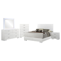 Felicity 5-piece Eastern King Bedroom Set White High Gloss