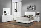 Best Furniture Outlet - Coaster - Felicity 6-piece Eastern King Bedroom Set White High Gloss - 203501KE-S6