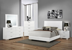 Best Furniture Outlet - Coaster - Felicity 6-piece Eastern King Bedroom Set White High Gloss - 203501KE-S6