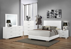 Best Furniture Outlet - Coaster - Felicity 5-piece California King Bedroom Set White Gloss - 203501KW-S5