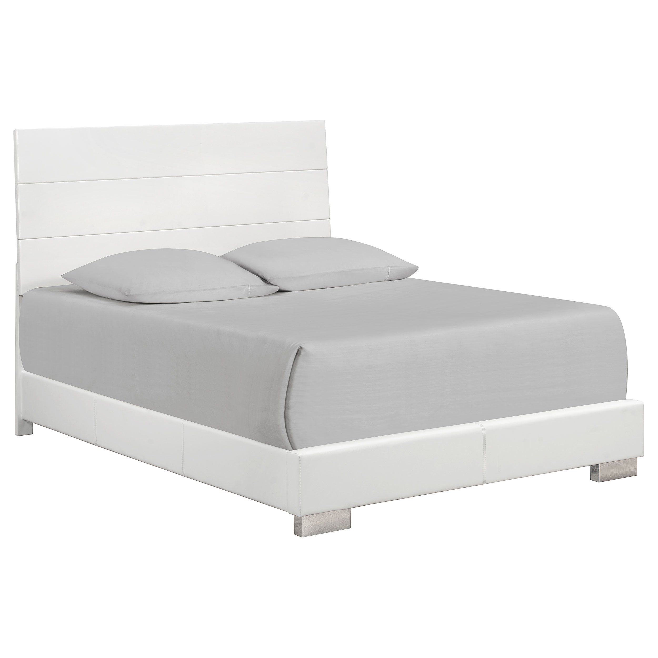 Best Furniture Outlet - Coaster - Felicity Wood Queen Panel Bed White High Gloss - 203501Q