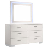 Best Furniture Outlet - Coaster - Felicity 6-drawer Dresser with LED Mirror White High Gloss - 203503ML