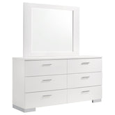 Best Furniture Outlet - Coaster - Felicity 6-drawer Wood Dresser with Mirror White High Gloss - 203503M