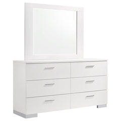 Best Furniture Outlet - Coaster - Felicity 6-drawer Wood Dresser with Mirror White High Gloss - 203503M