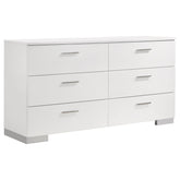 Best Furniture Outlet - Coaster - Felicity 6-drawer Dresser White High Gloss - 203503