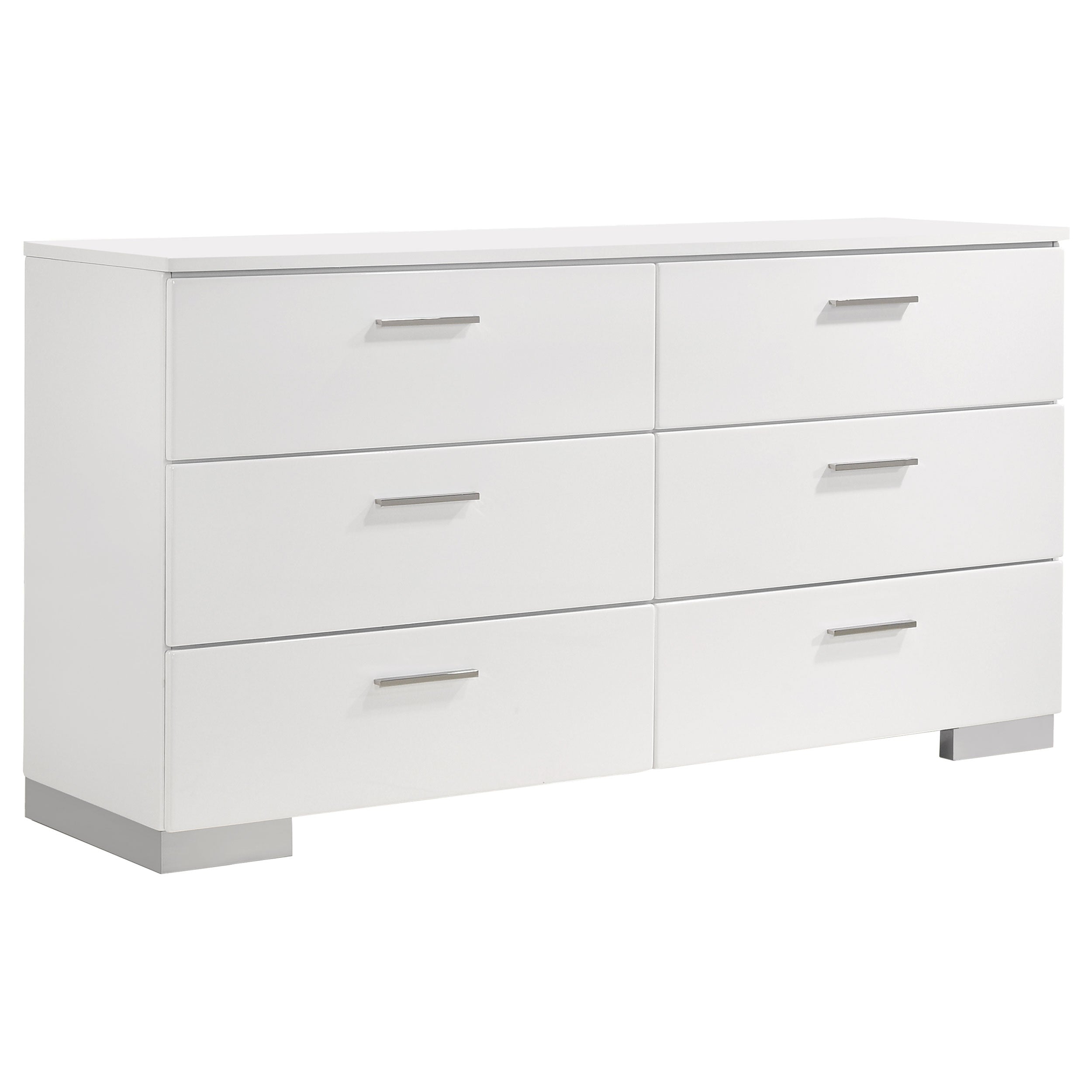 Best Furniture Outlet - Coaster - Felicity 6-drawer Dresser White High Gloss - 203503
