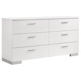 Best Furniture Outlet - Coaster - Felicity 6-drawer Dresser White High Gloss - 203503