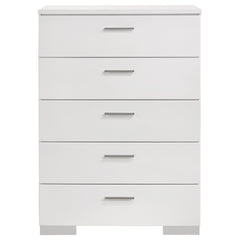 Felicity 5-drawer Bedroom Chest White High Gloss