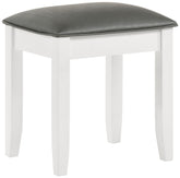 Best Furniture Outlet - Coaster - Felicity Upholstered Vanity Stool Metallic and Glossy White - 203507STL