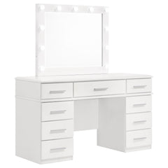 Best Furniture Outlet - Coaster - Felicity 9-drawer Vanity Table Lighted Mirror Glossy White - 203507