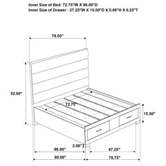 Felicity California King Storage Bed White High Gloss
