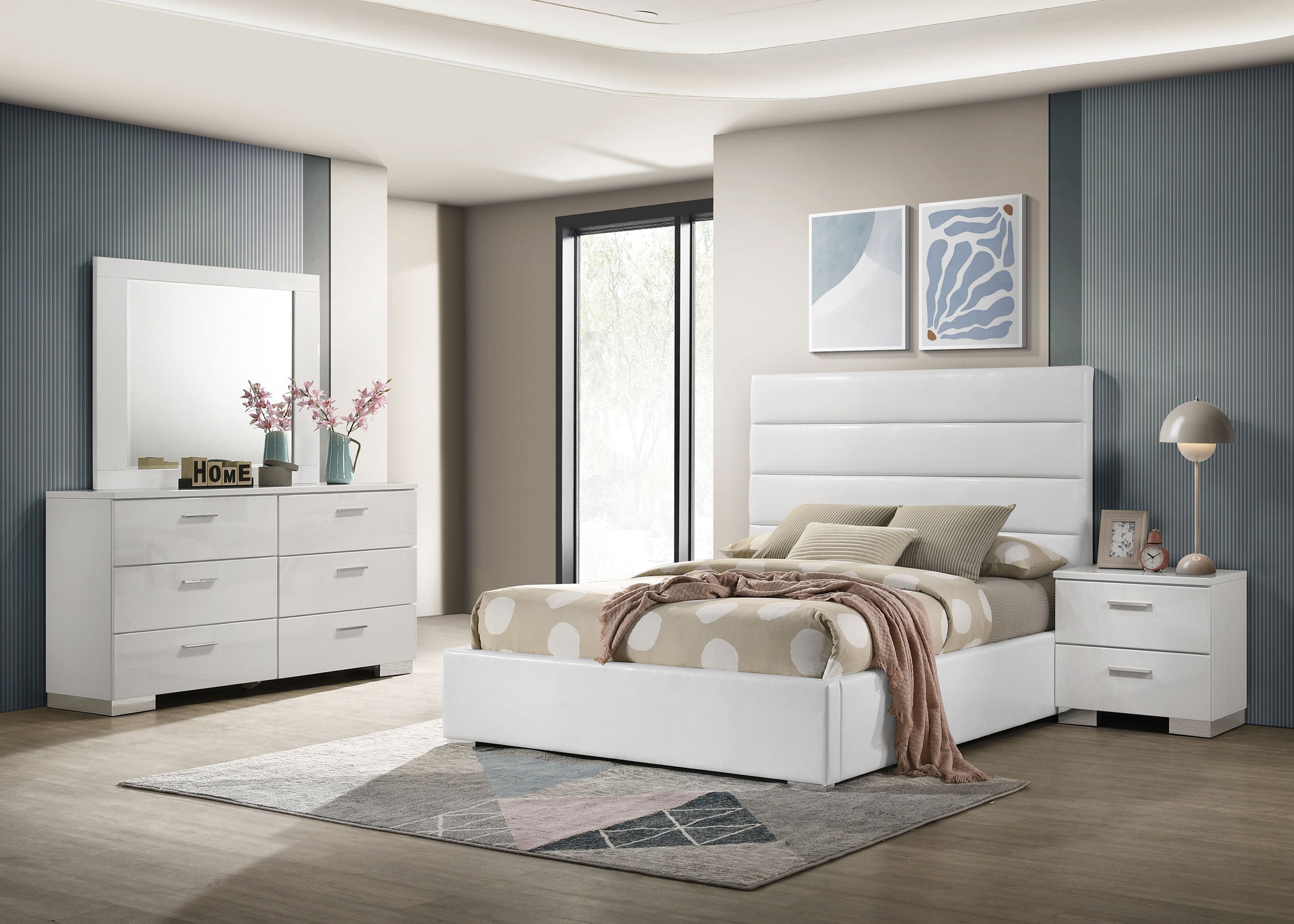 Best Furniture Outlet - Coaster - Felicity 4-piece Full Bedroom Set White High Gloss - 203511F-S4