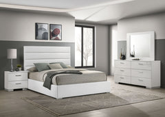 Best Furniture Outlet - Coaster - Felicity 4-piece Eastern King Bedroom Set White High Gloss - 203511KE-S4