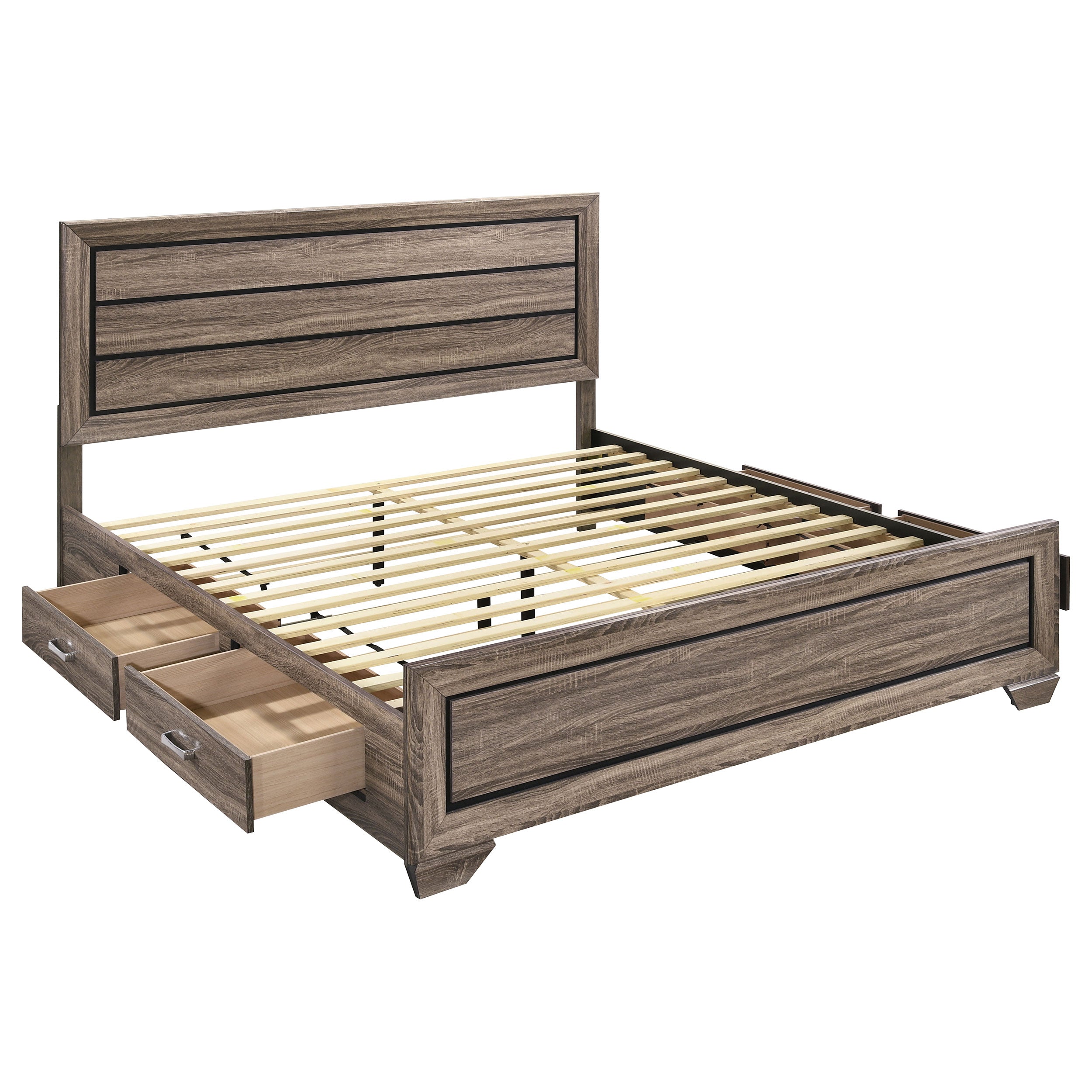 Best Furniture Outlet - Coaster - Kauffman Wood Eastern King Storage Panel Bed Washed Taupe - 204190KE