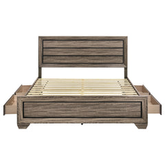 Kauffman Wood Eastern King Storage Panel Bed Washed Taupe