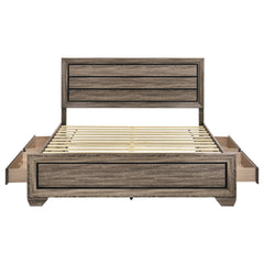 Kauffman Wood Eastern King Storage Panel Bed Washed Taupe
