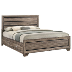 Kauffman Wood California King Storage Panel Bed Washed Taupe