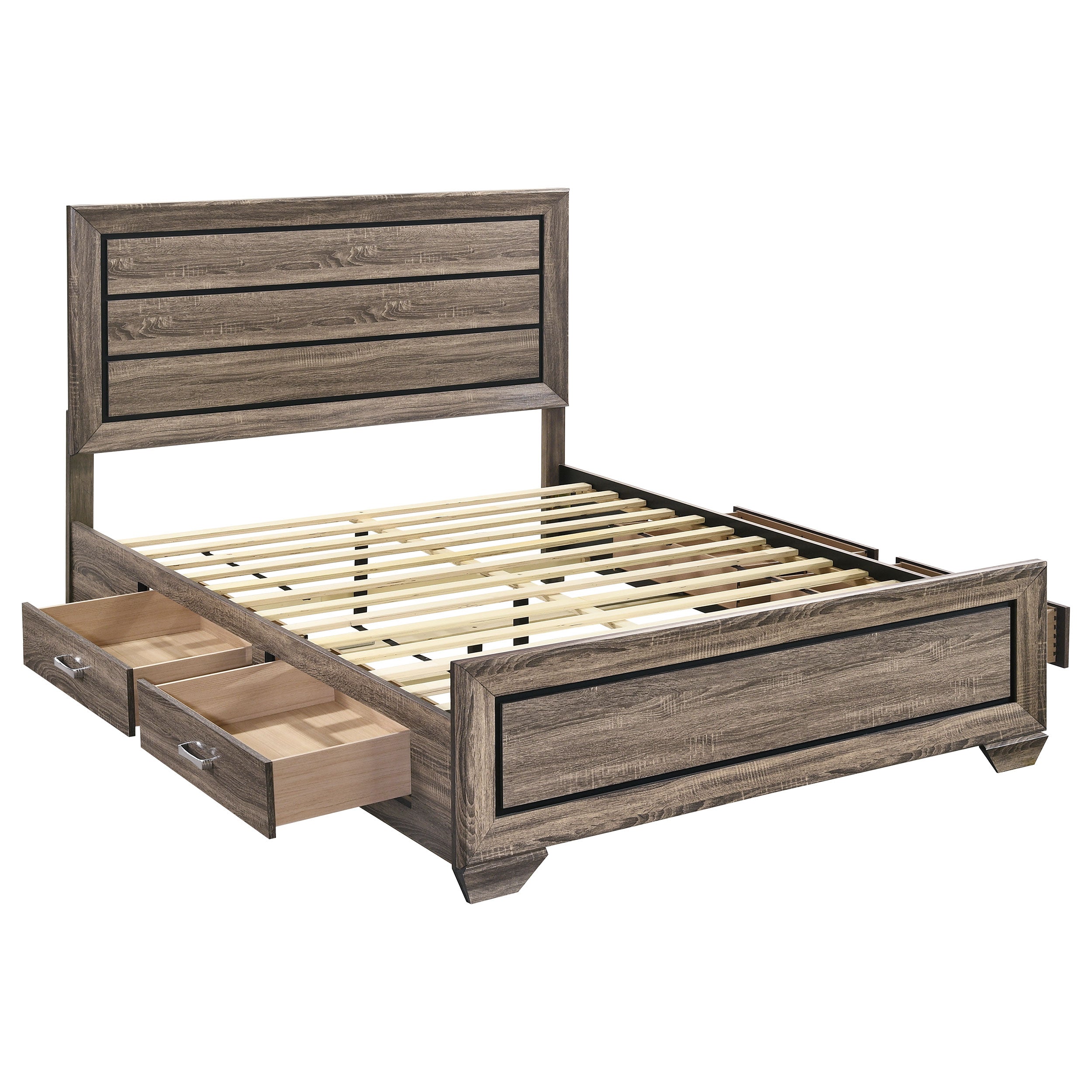 Best Furniture Outlet - Coaster - Kauffman Wood Queen Storage Panel Bed Washed Taupe - 204190Q
