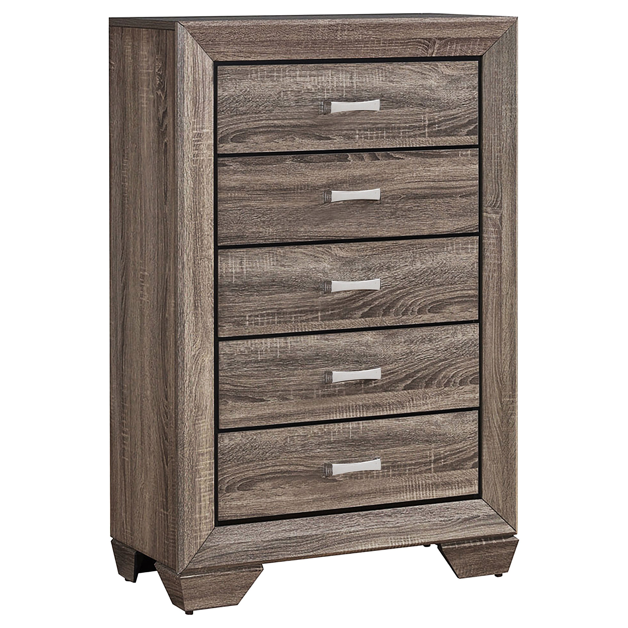 Best Furniture Outlet - Coaster - Kauffman 5-drawer Bedroom Chest Washed Taupe - 204195