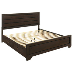 Kauffman Wood Eastern King Storage Panel Bed Dark Cocoa