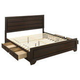 Best Furniture Outlet - Coaster - Kauffman Wood Eastern King Storage Panel Bed Dark Cocoa - 204390KE