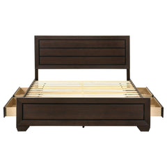 Kauffman Wood Eastern King Storage Panel Bed Dark Cocoa