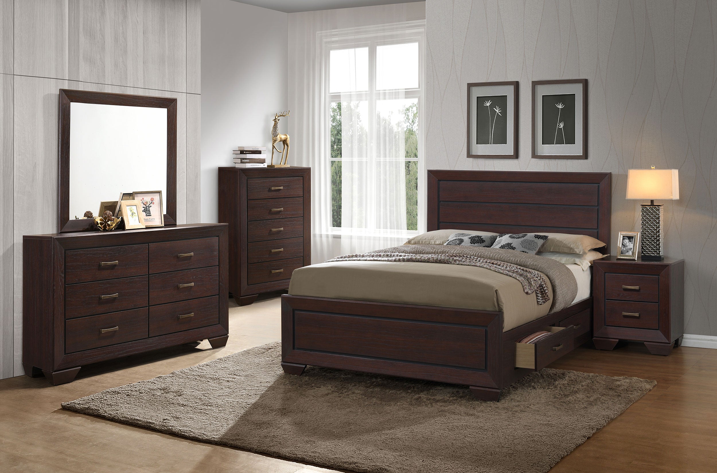 Best Furniture Outlet - Coaster - Kauffman 5-piece Queen Bedroom Set Dark Cocoa - 204390Q-S5