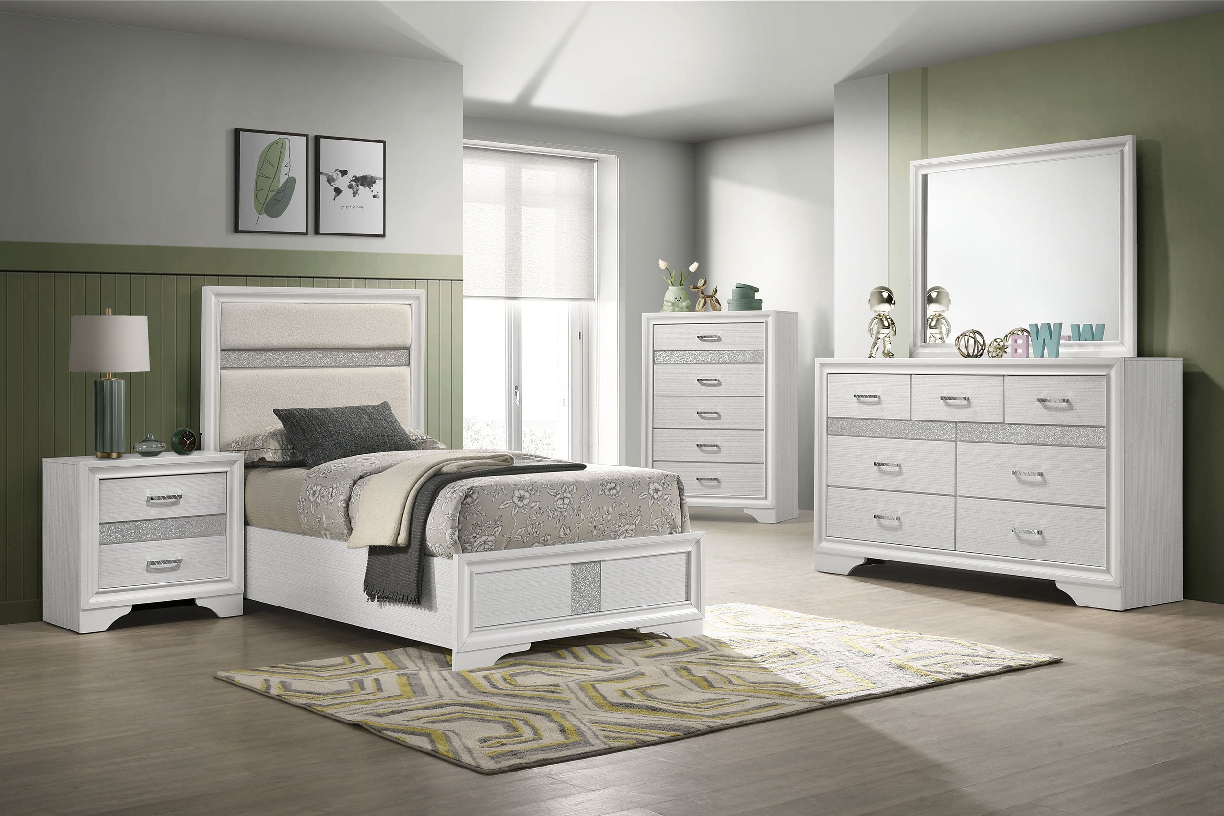 Best Furniture Outlet - Coaster - Miranda 5-piece Twin Bedroom Set White - 205110T-S5