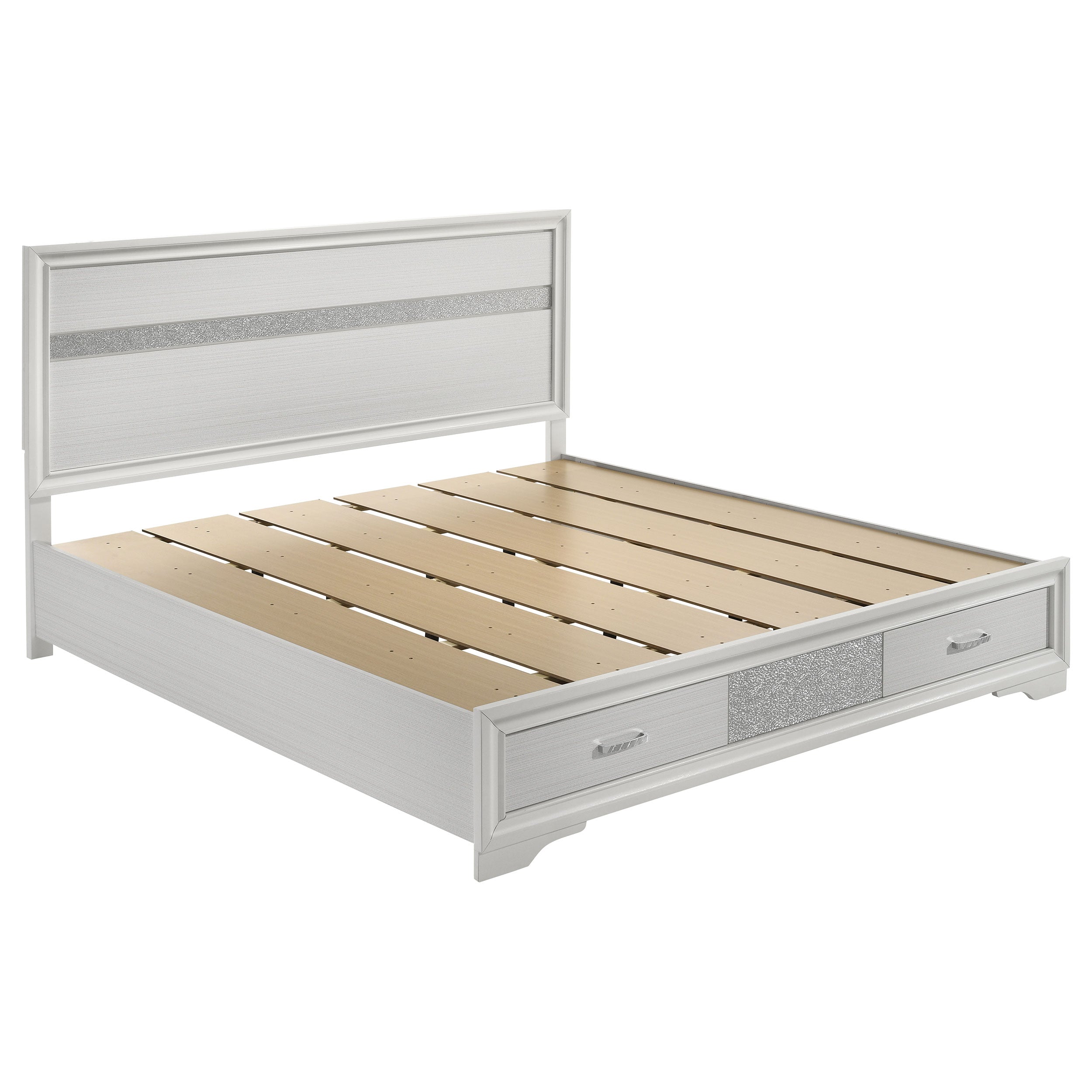 Best Furniture Outlet - Coaster - Miranda 51-inch Wood Eastern King Storage Panel Bed White - 205111KE