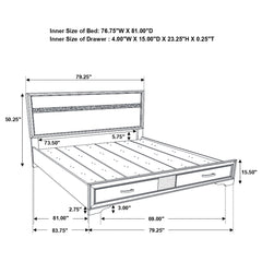 Miranda 51-inch Wood Eastern King Storage Panel Bed White