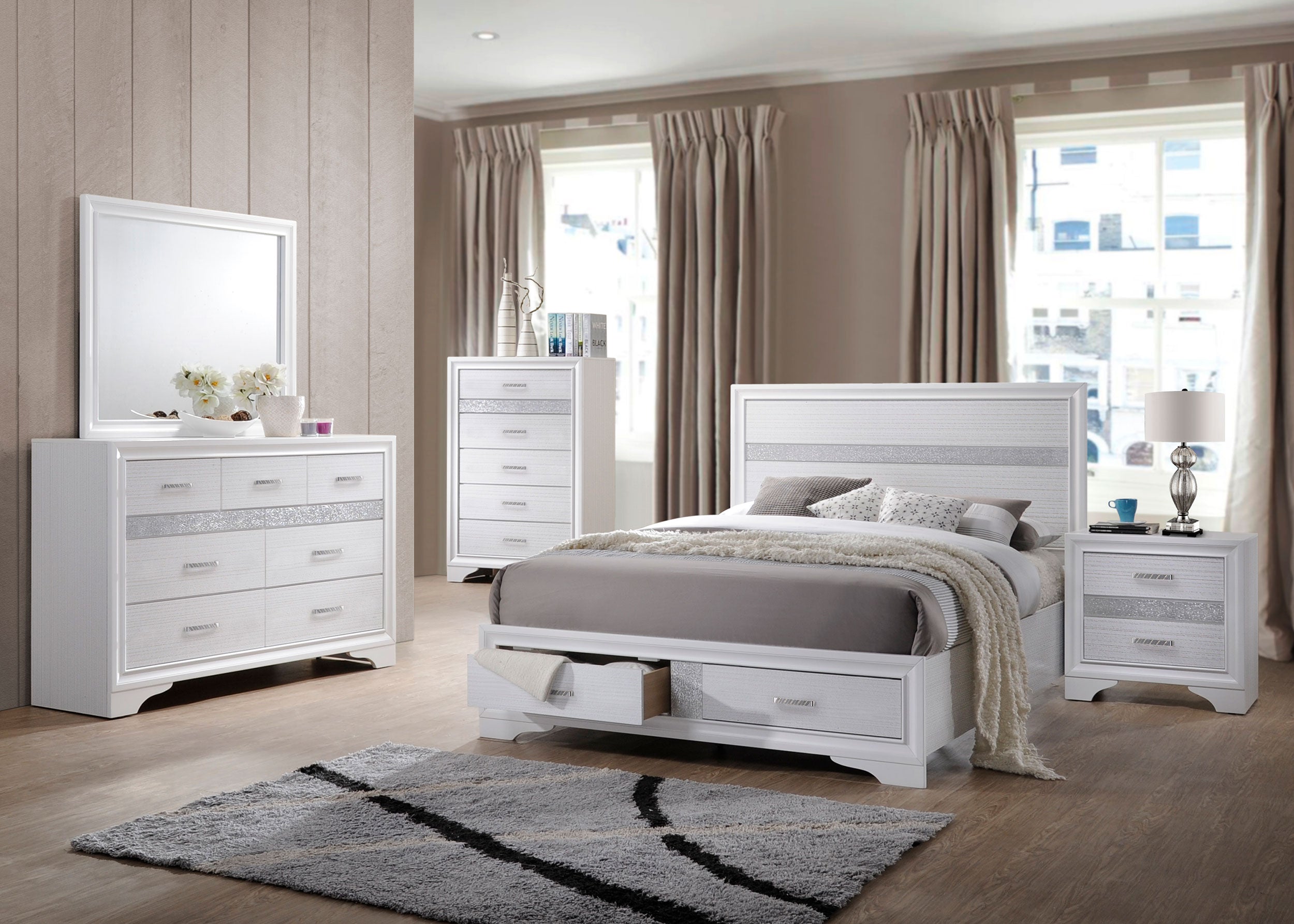 Best Furniture Outlet - Coaster - Miranda 5-piece California King Bedroom Set White - 205111KW-S5