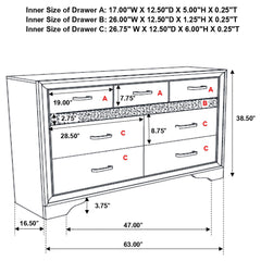 Miranda 9-drawer Dresser White