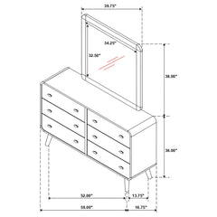 Robyn 6-drawer Dresser with Mirror Dark Walnut